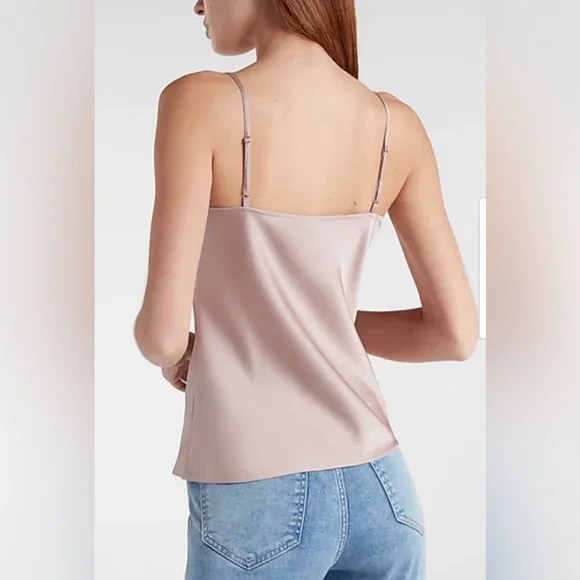 Express Women’s Satin Cowl Neck Cami in color Pink - Picture 4 of 4